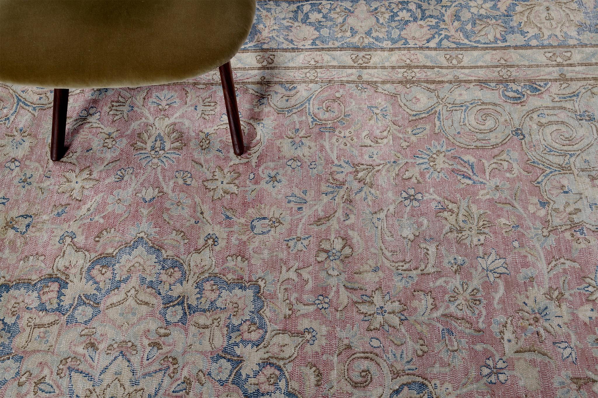 Mid-20th Century Vintage Persian Mashad Rug For Sale
