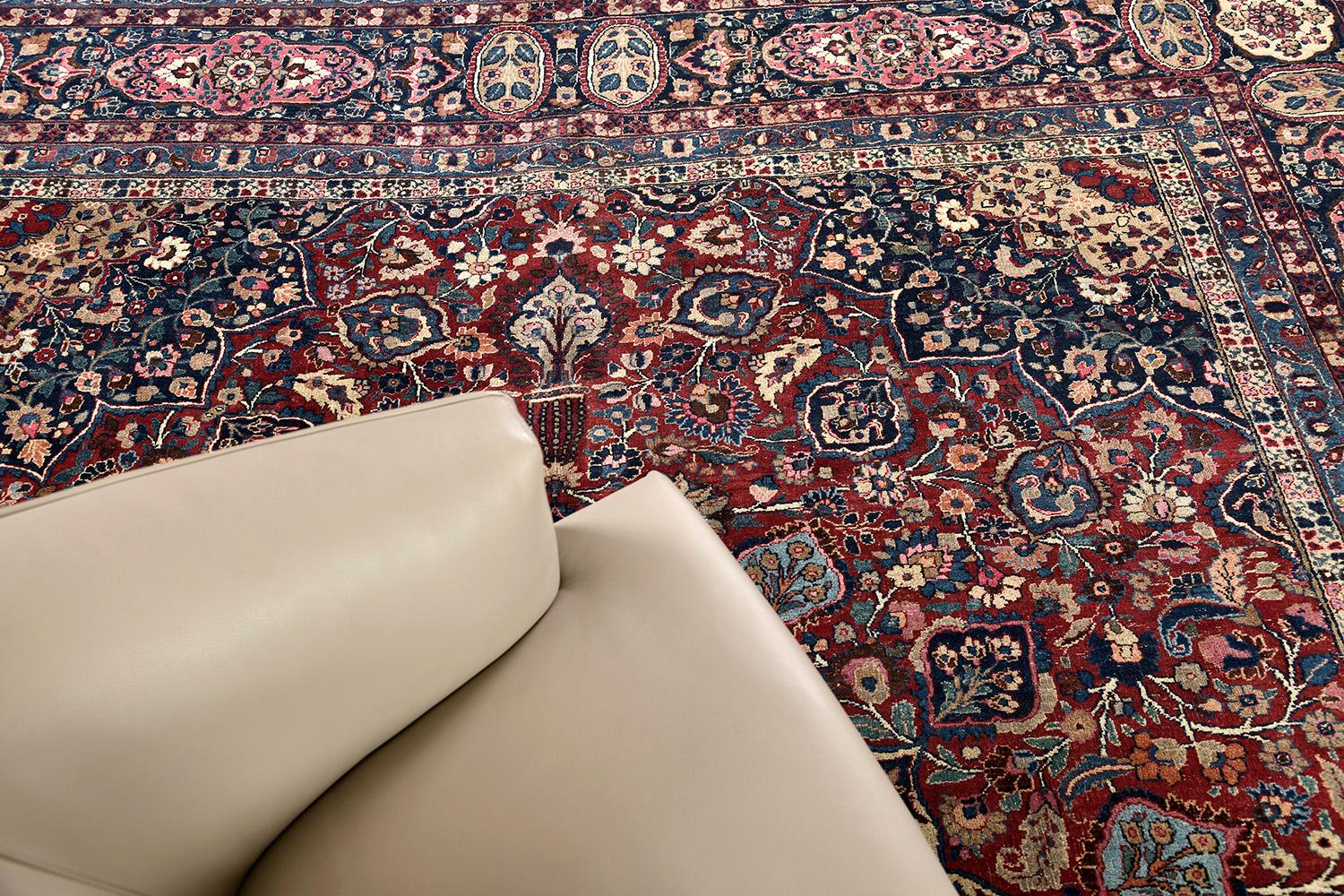 Persischer Mashad-Teppich, Vintage (Wolle) im Angebot