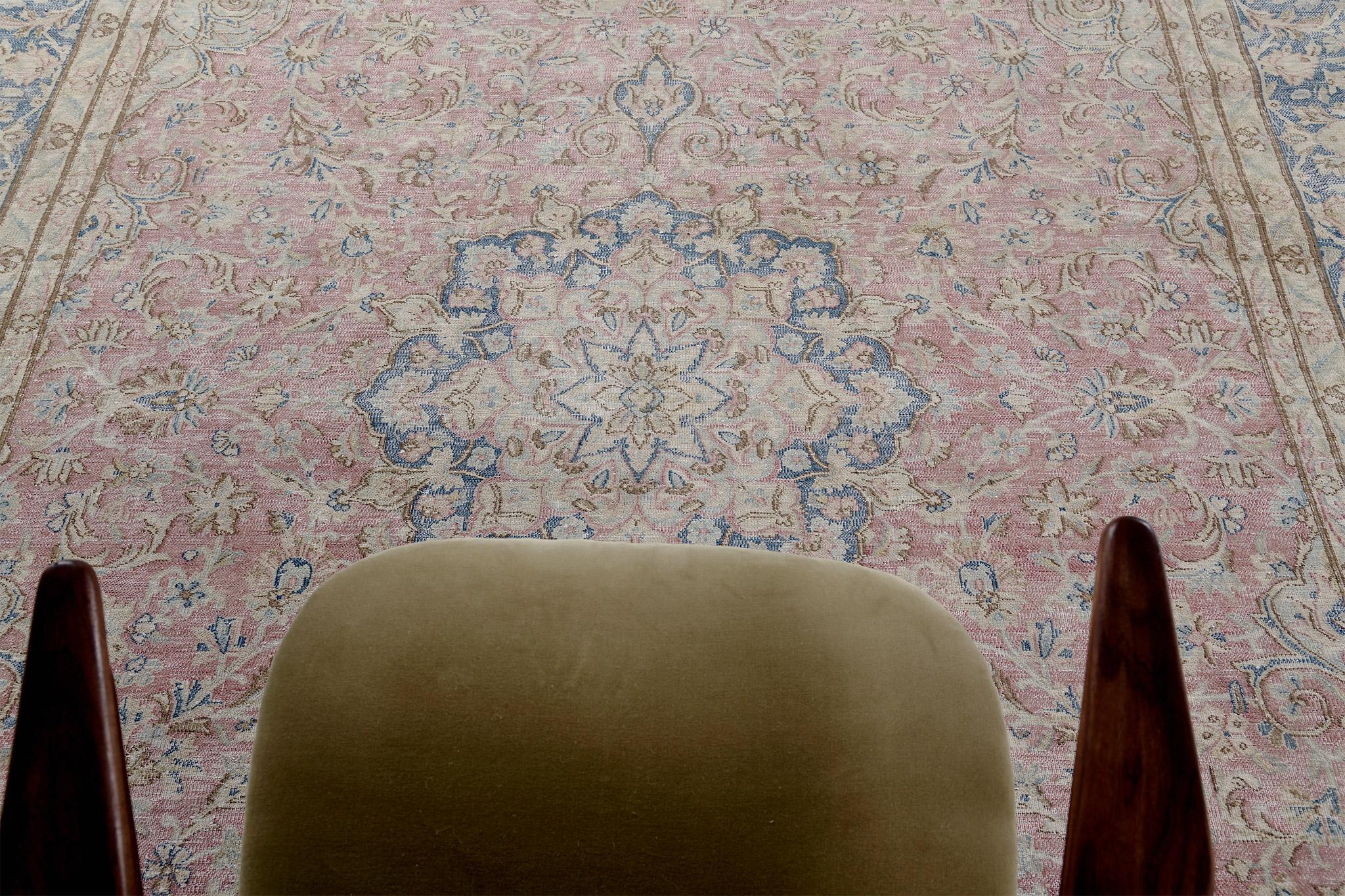 Vintage Persian Mashad Rug For Sale 3