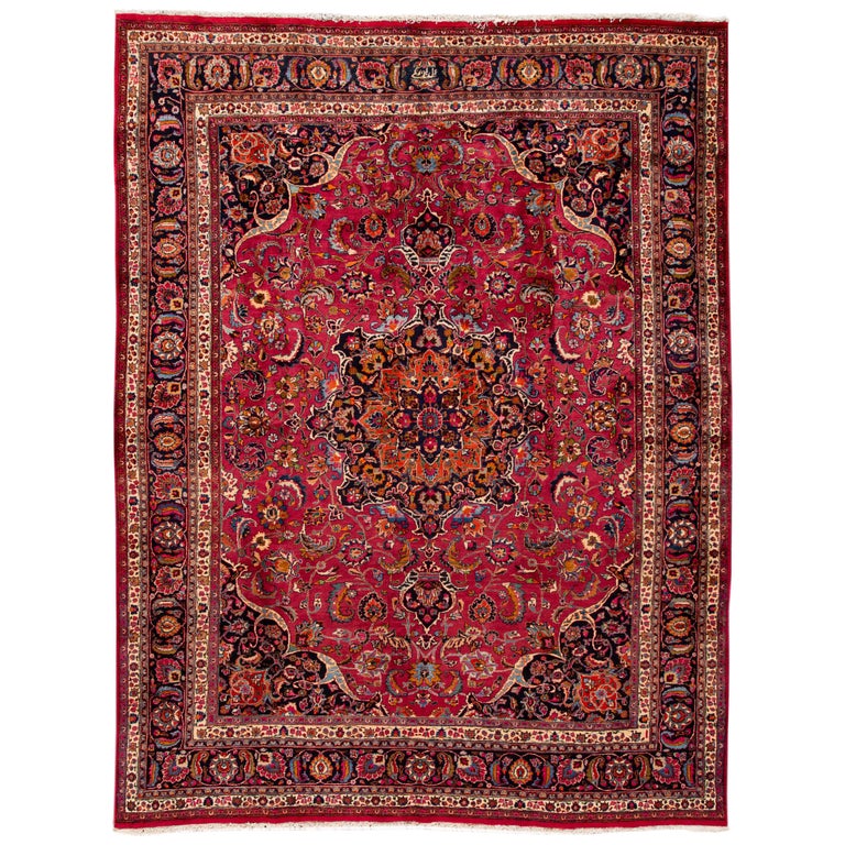 Vintage Persian Mashad Rug For Sale At 1stdibs