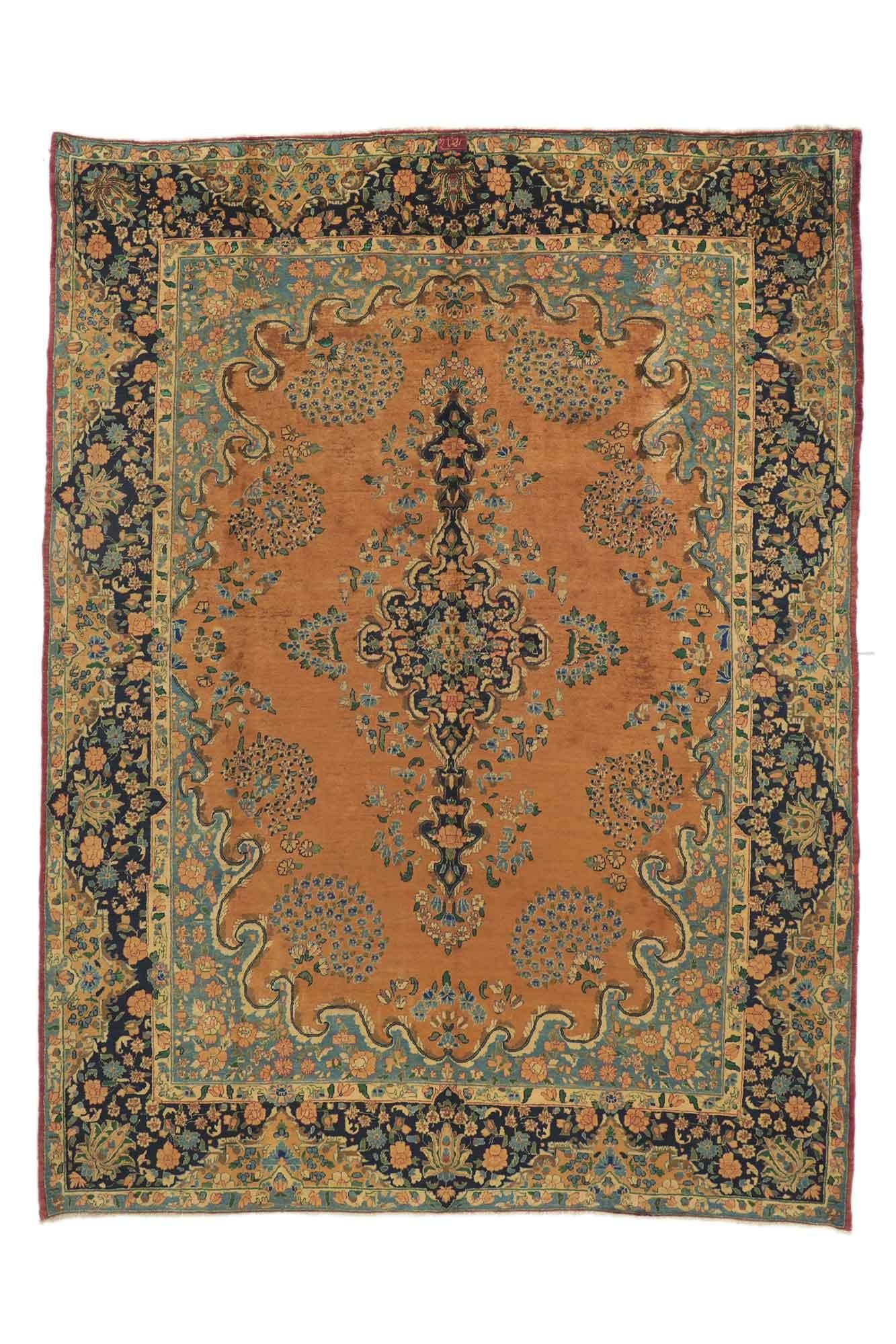 Tappeto persiano d'epoca Mashhad con stile Arabesque Baroque Regency in vendita 6