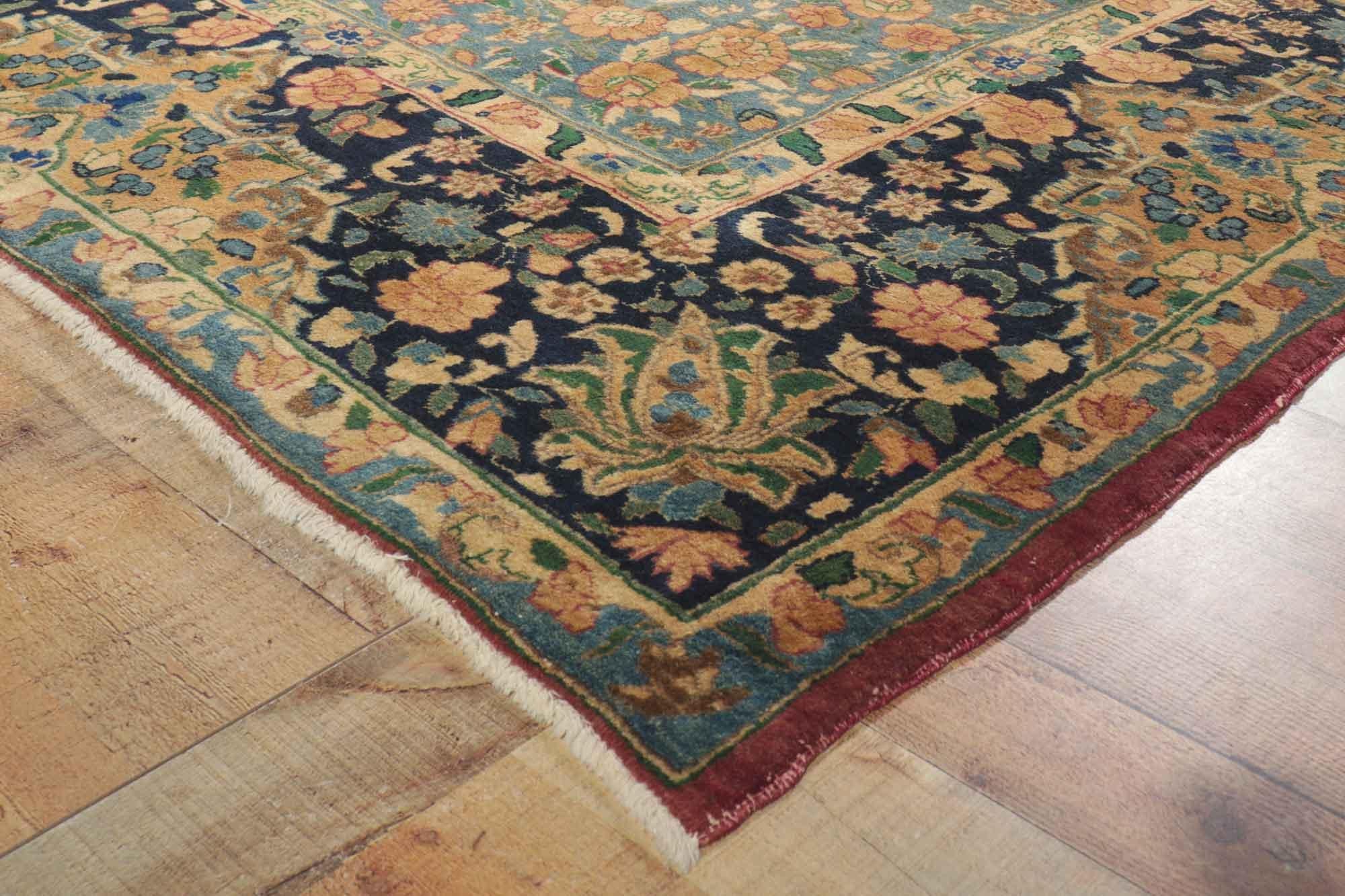 Tappeto persiano d'epoca Mashhad con stile Arabesque Baroque Regency in vendita 3