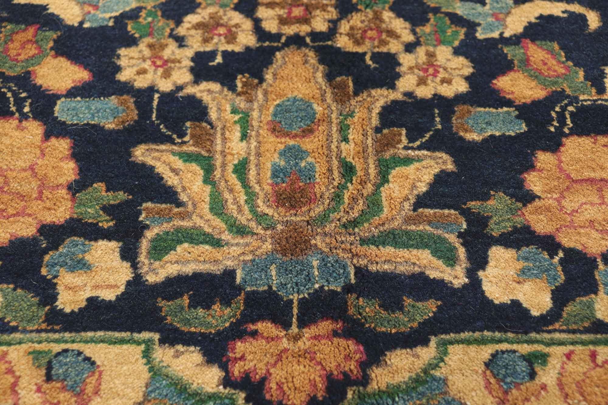 Vintage Persian Mashhad Area Rug with Arabesque Baroque Regency Style For Sale 1