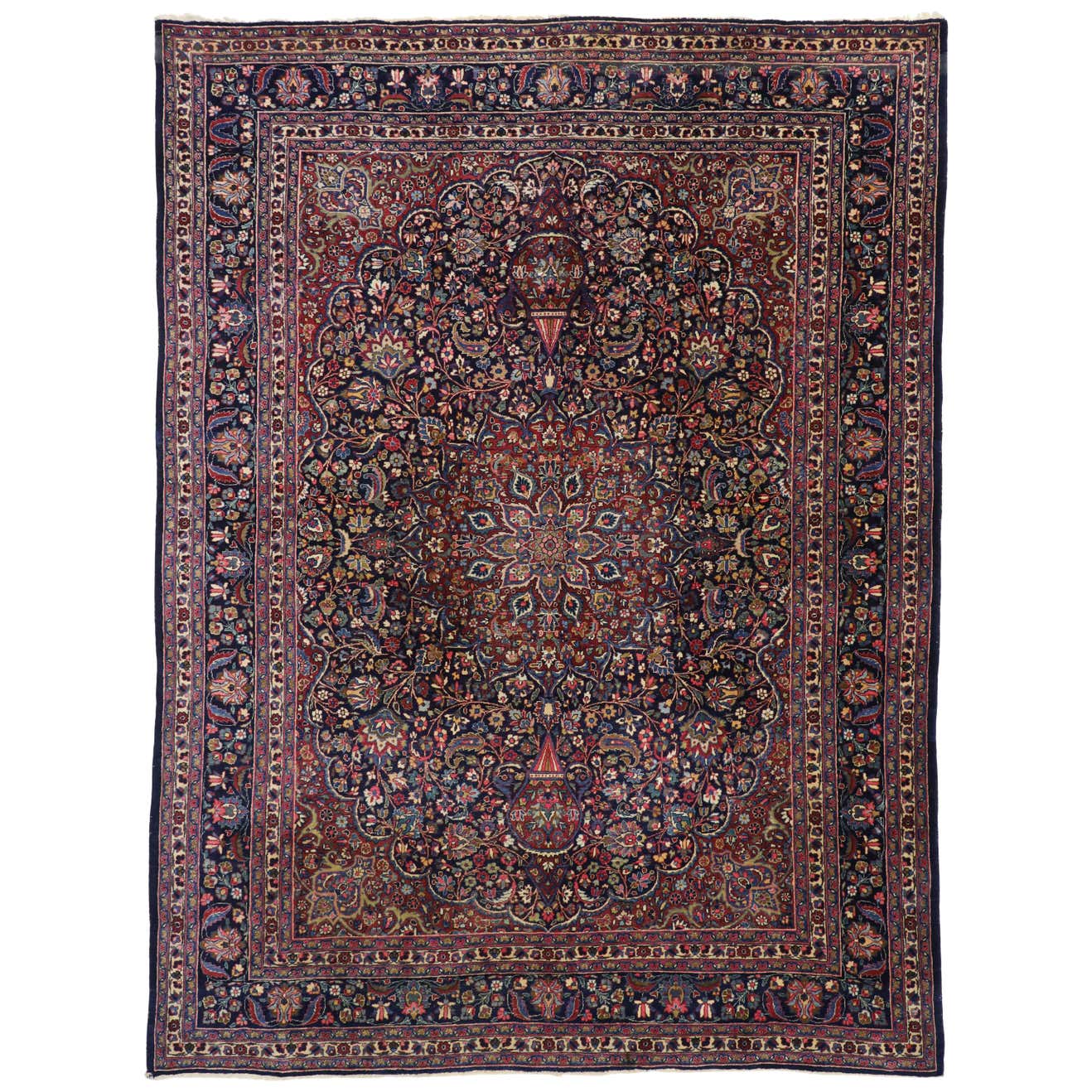 Vintage Persian Mashhad Area Rug with Arabesque Baroque Regency Style ...
