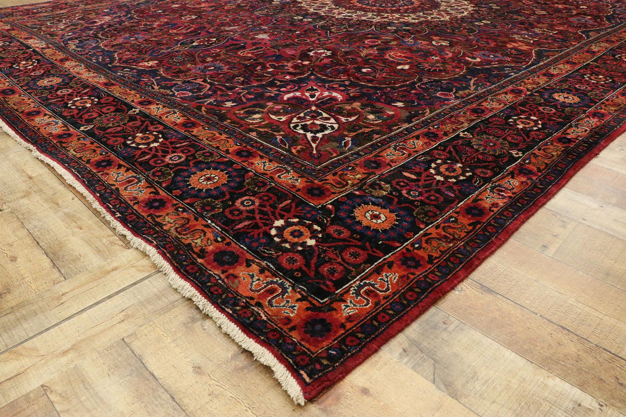 20th Century Vintage Persian Mashhad Area Rug with Luxe Victorian Style For Sale