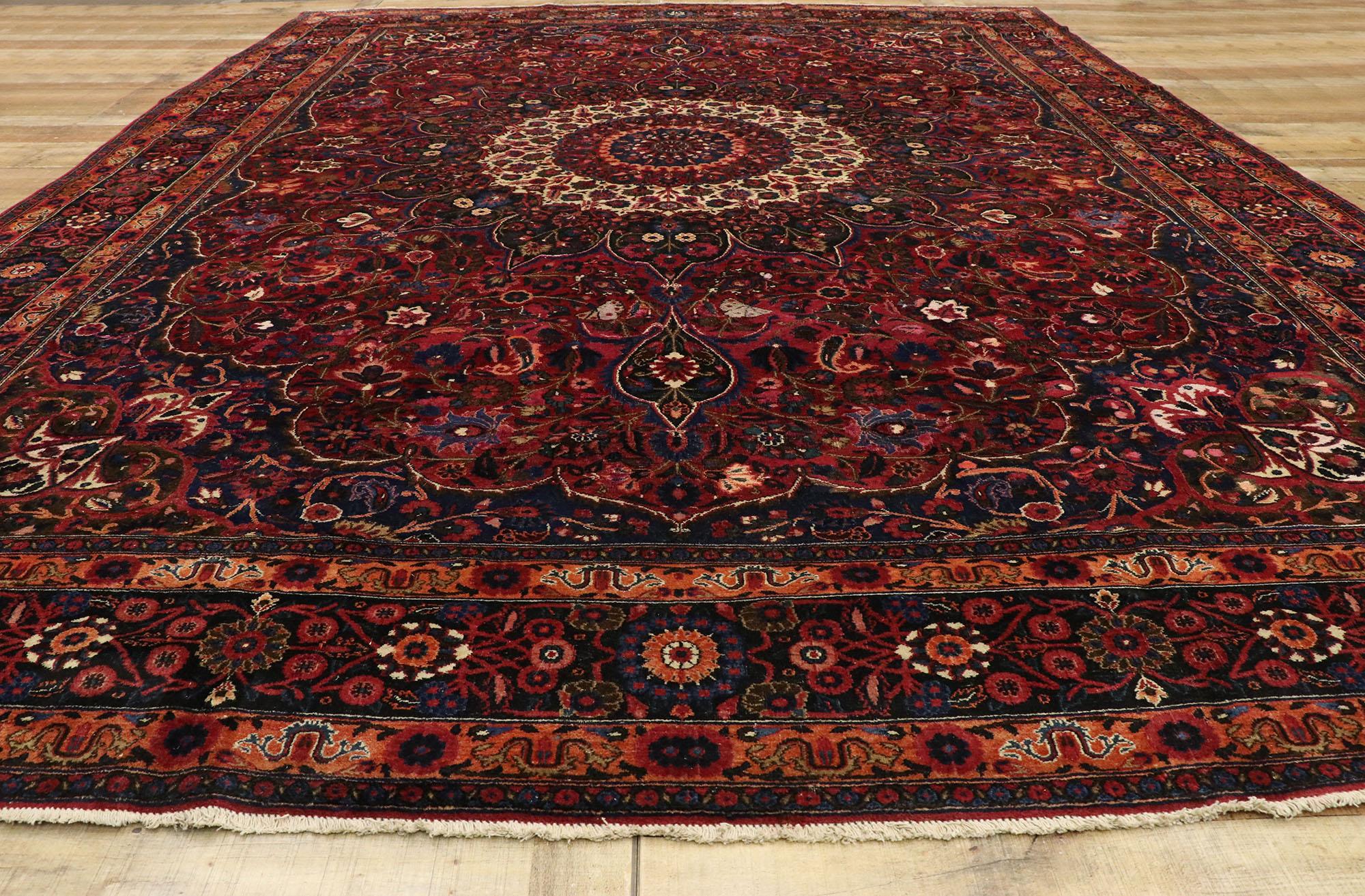 Wool Vintage Persian Mashhad Area Rug with Luxe Victorian Style For Sale