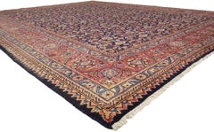 Vintage Persian Mashhad Area Rug with Modern Federal Style