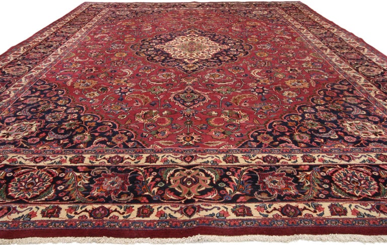 Vintage Persian Mashhad Area Rug With Old World Victorian Style For Sale At 1stdibs