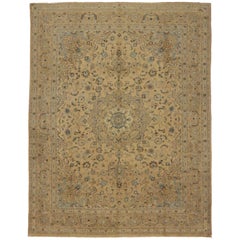 Vintage Persian Mashhad Area Rug with Traditional Style
