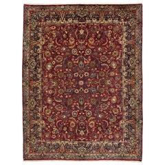 Vintage Persian Mashad Area Rug with Traditional Colonial and Federal Style
