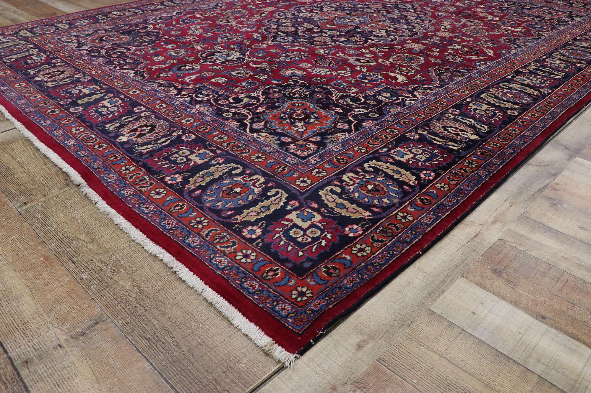 Wool Vintage Persian Mashhad Area Rug with Traditional Victorian Style For Sale