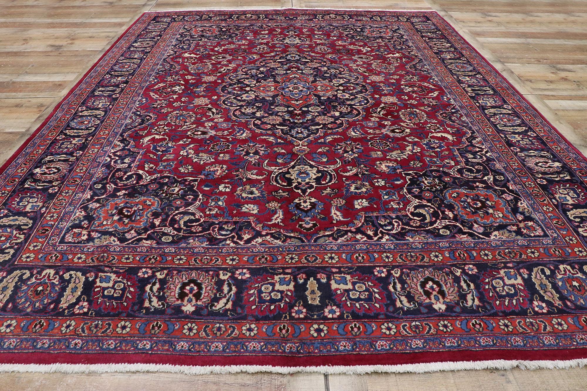 20th Century Vintage Persian Mashhad Area Rug with Traditional Victorian Style For Sale