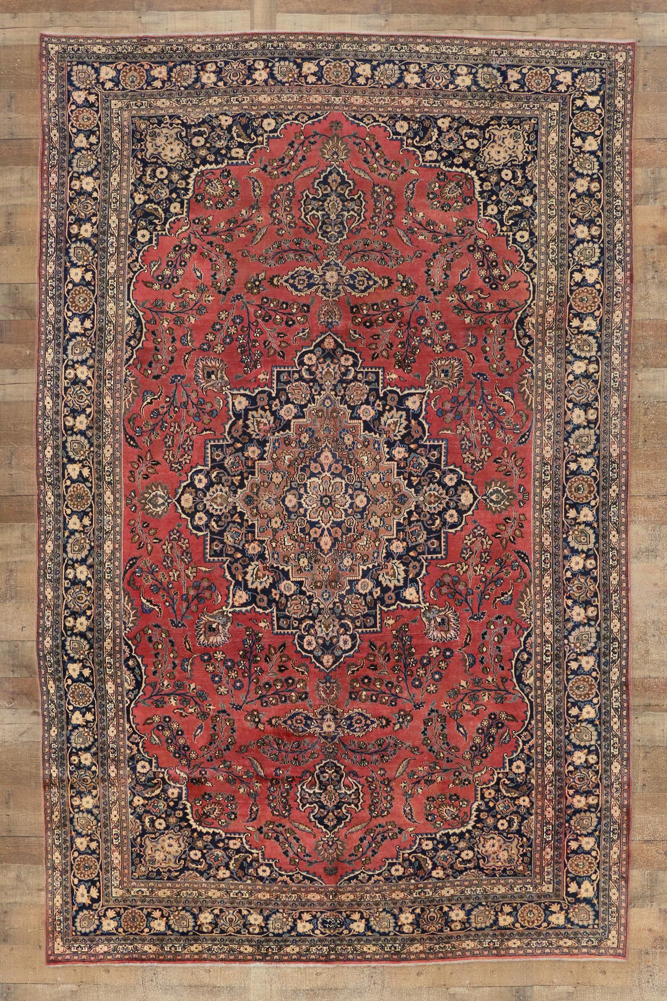 Persischer Mashhad Gallery-Teppich im traditionellen Jacobean-Stil im Angebot 1