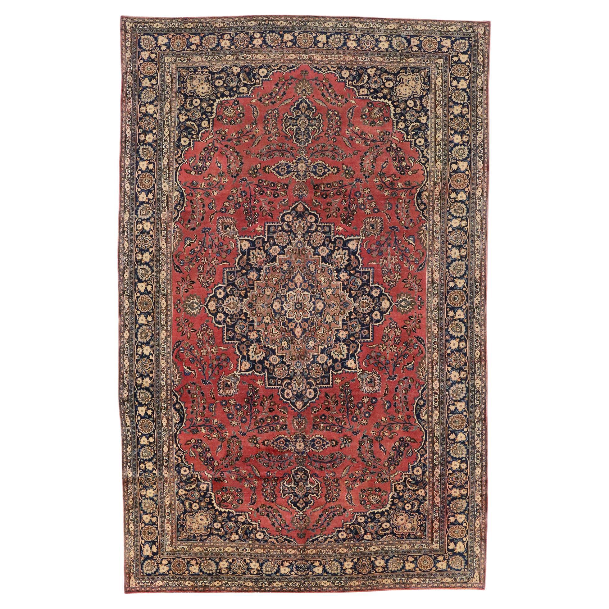 Persischer Mashhad Gallery-Teppich im traditionellen Jacobean-Stil im Angebot