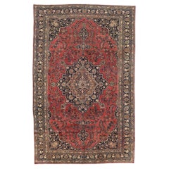 Vintage Persian Mashhad Gallery Rug with Traditional Jacobean Style