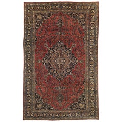 Vintage Persian Mashhad Gallery Rug with Traditional Jacobean Style