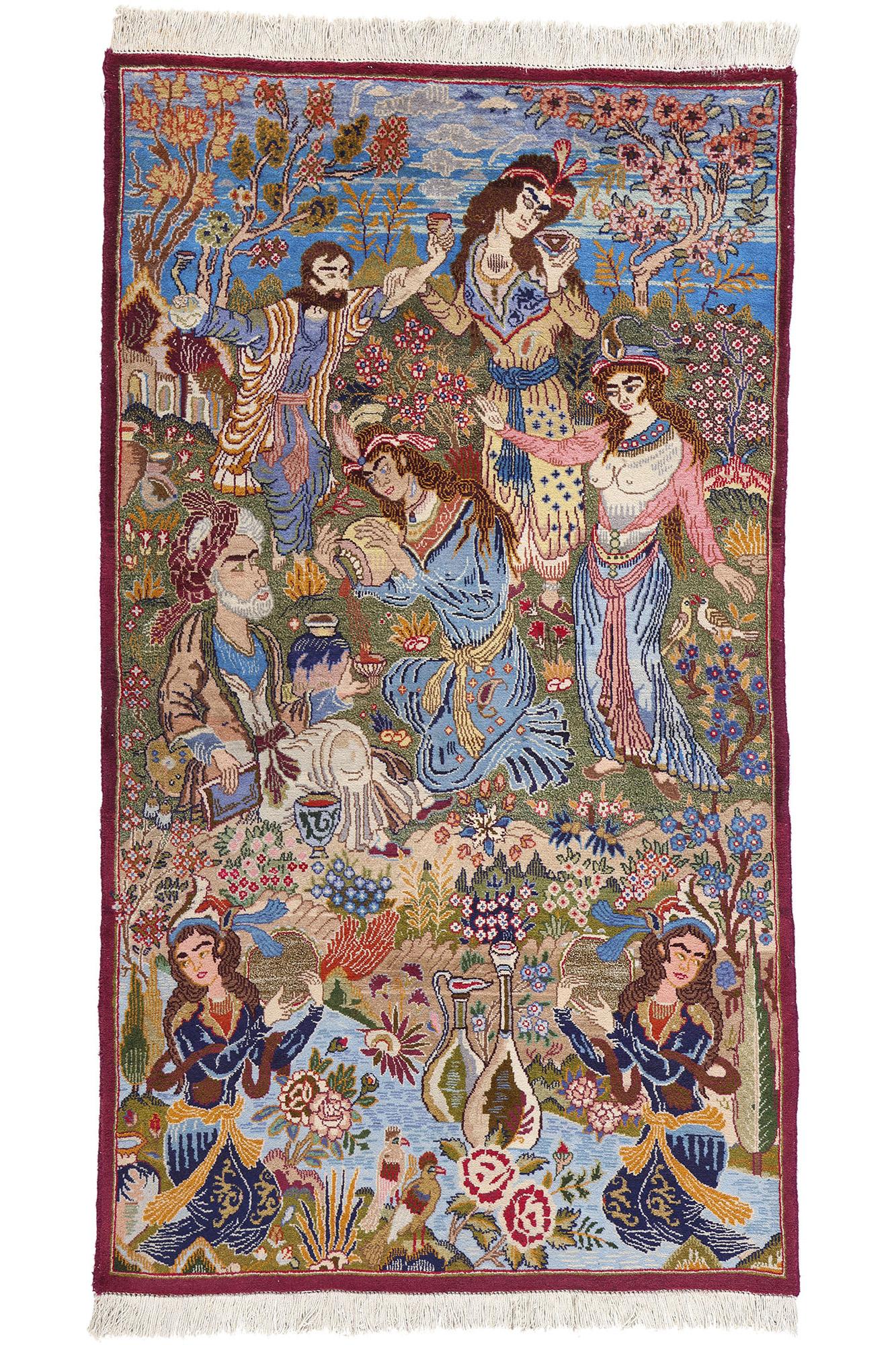 Tappeto persiano d'epoca Mashhad Omar Khayyam con immagini in vendita 2