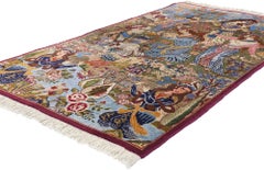 Vintage Persian Mashhad Omar Khayyam Pictorial Carpet