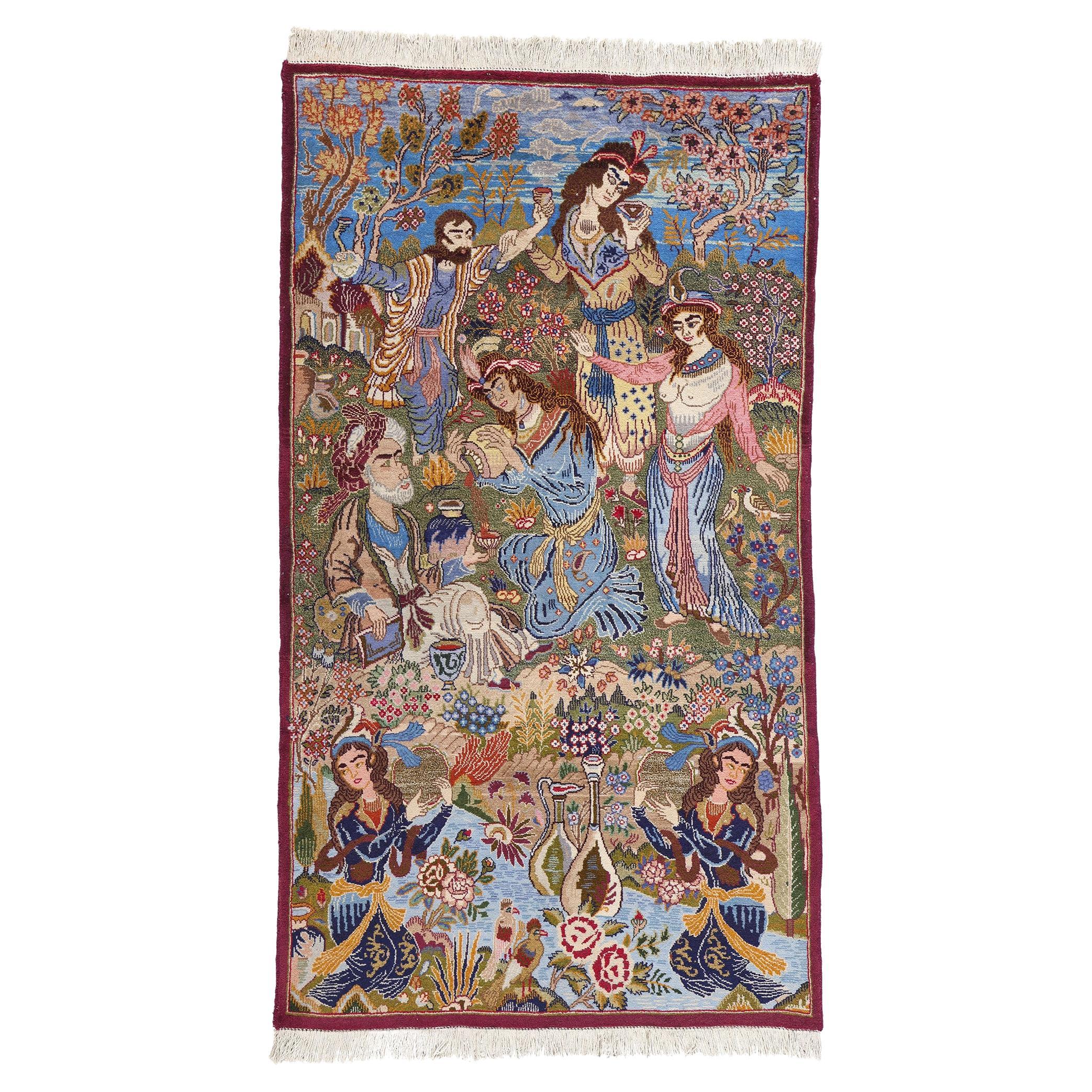 Tapis pictural persan Mashhad Omar Khayyam