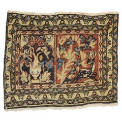 Persischer Mashhad-pictorial-Teppich im Vintage-Stil