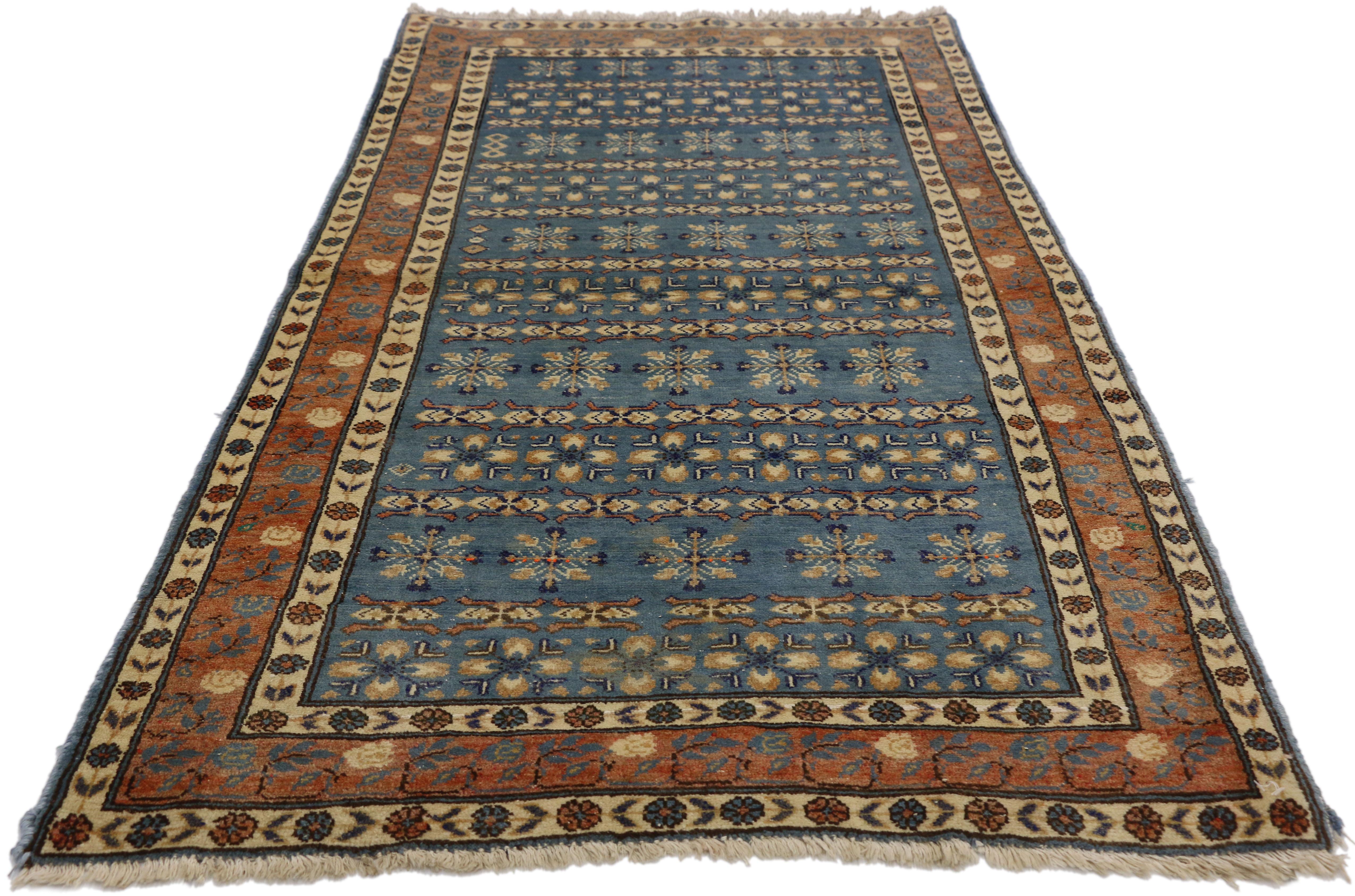 Hand-Knotted Vintage Persian Mashhad Rug Accent Rug with Renaissance Jacobean Style For Sale