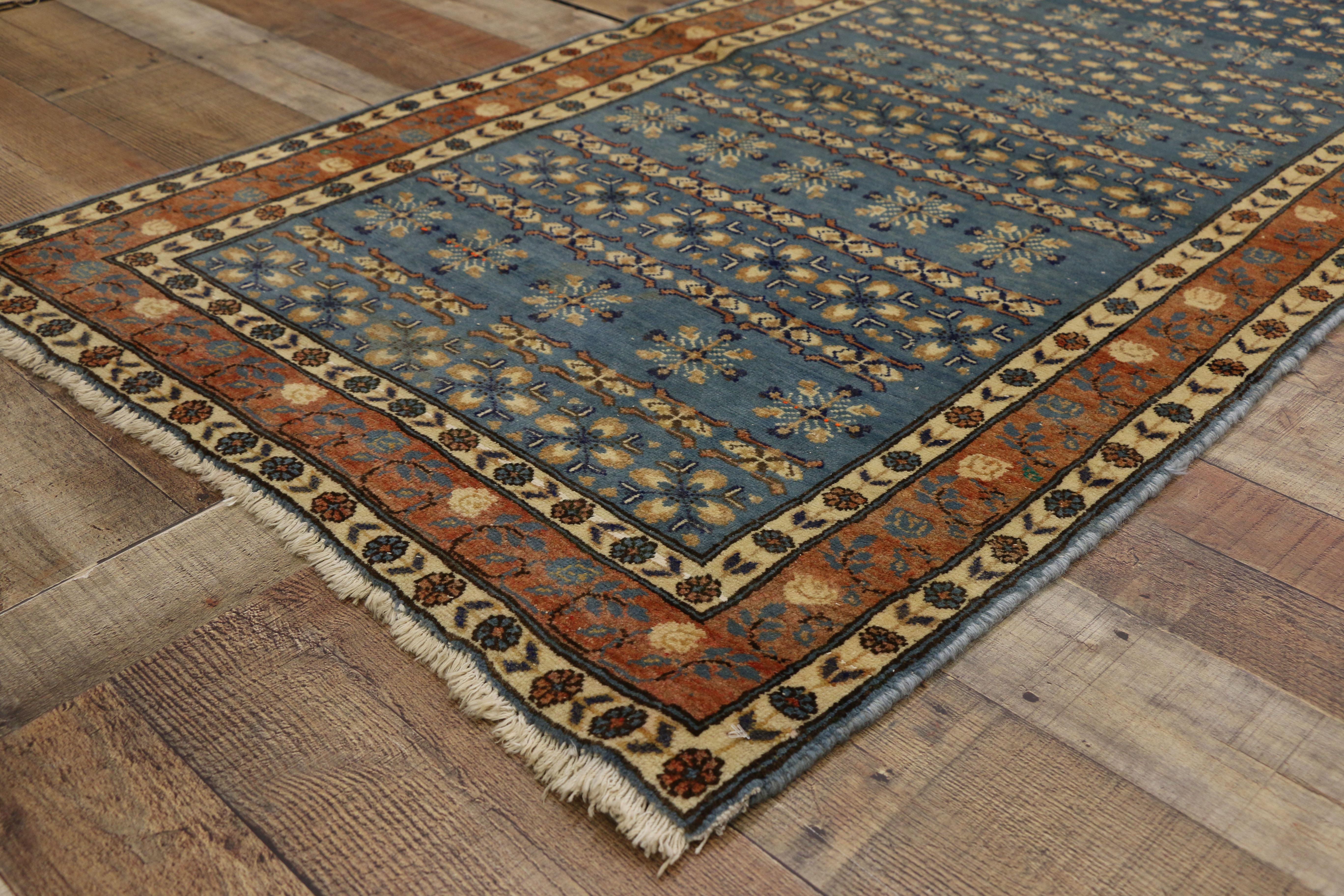 Wool Vintage Persian Mashhad Rug Accent Rug with Renaissance Jacobean Style For Sale