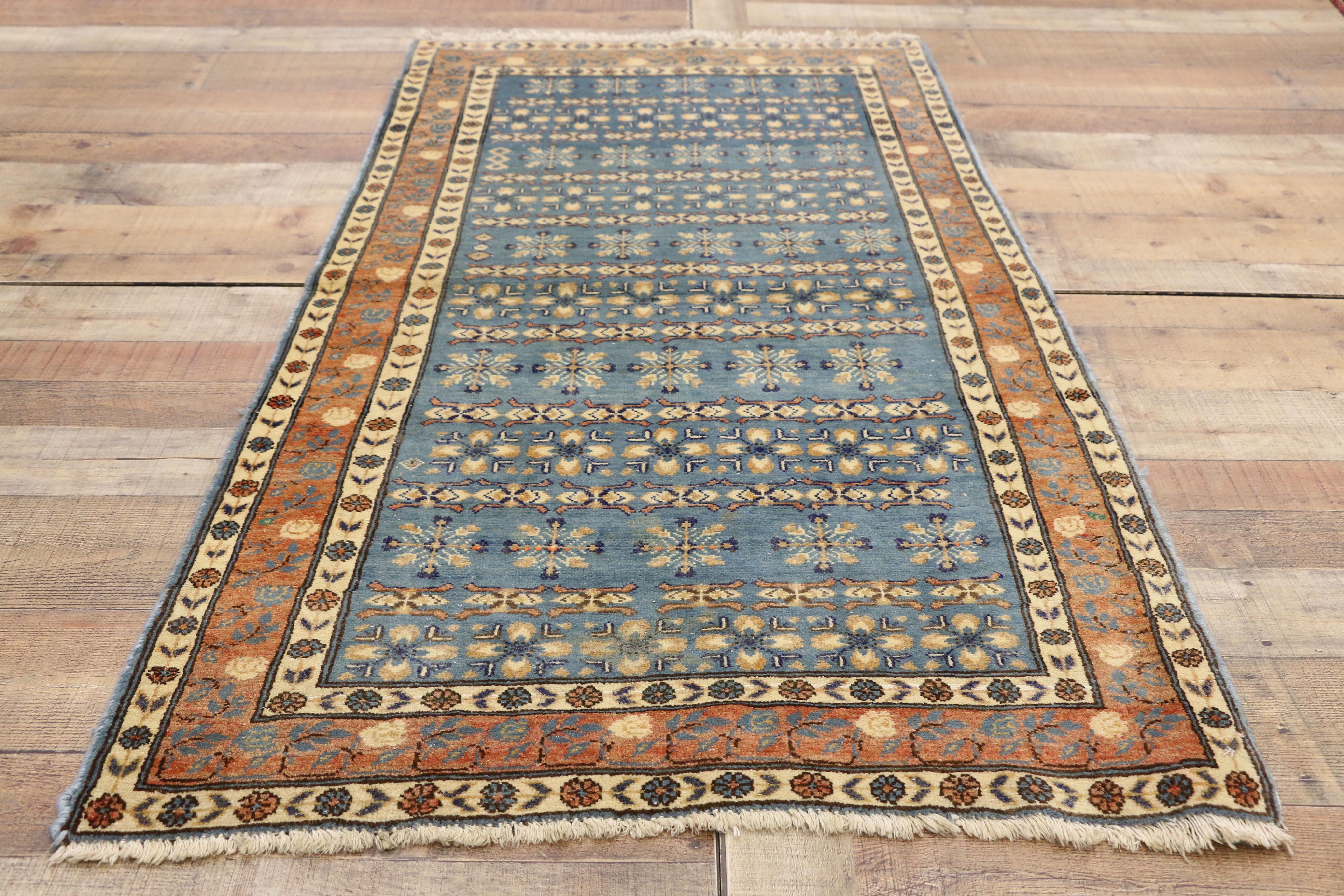 Vintage Persian Mashhad Rug Accent Rug with Renaissance Jacobean Style For Sale 1