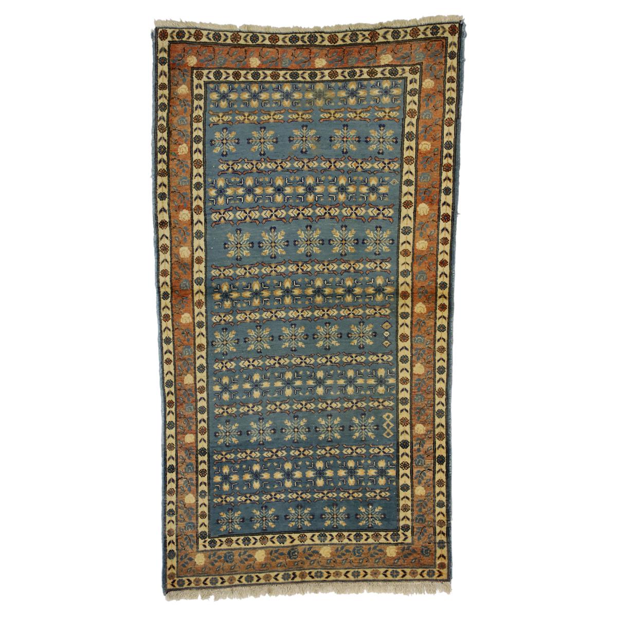 Vintage Persian Mashhad Rug Accent Rug with Renaissance Jacobean Style For Sale