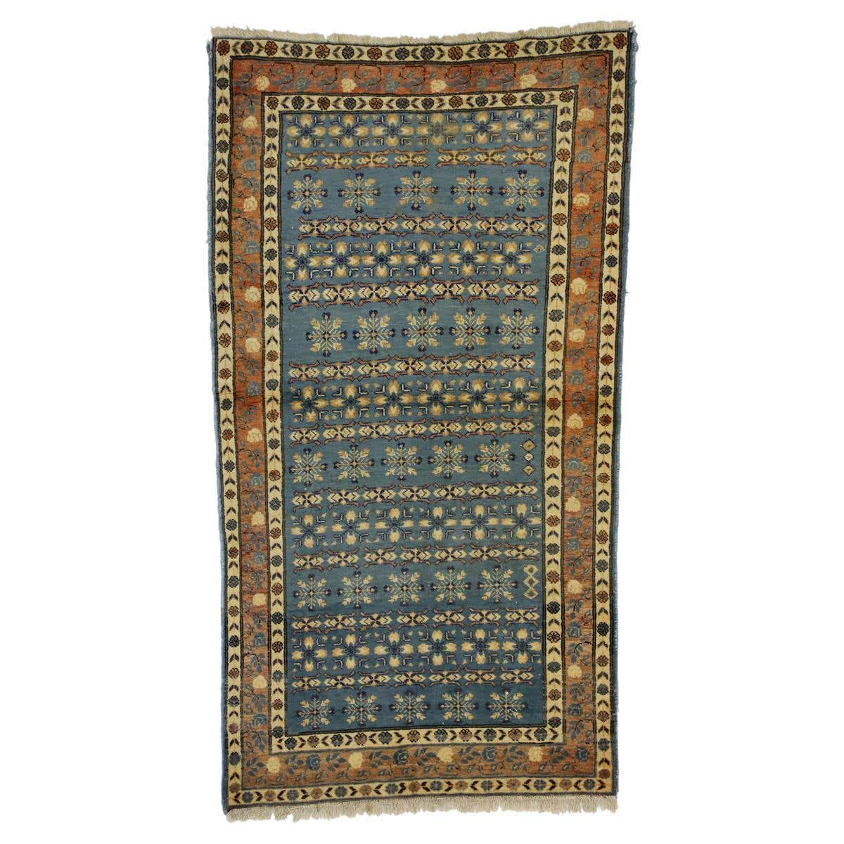Vintage Persian Mashhad Rug Accent Rug with Renaissance Jacobean Style ...