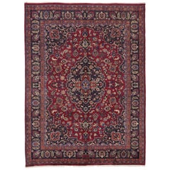 Persischer Mashhad-Teppich im Vintage-Stil mit arabischem Barock-Regency-Stil
