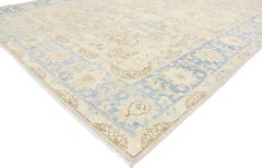 Vintage Persian Mashhad Rug with Transitional Coastal Style