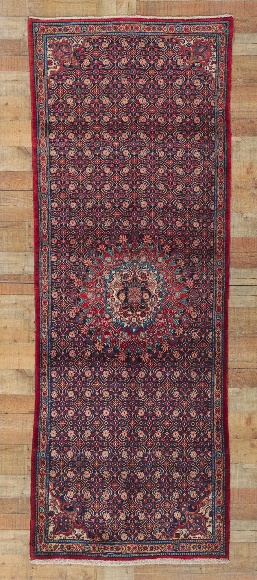 Vintage Persian Mashhad Runner In Good Condition For Sale In Dallas, TX