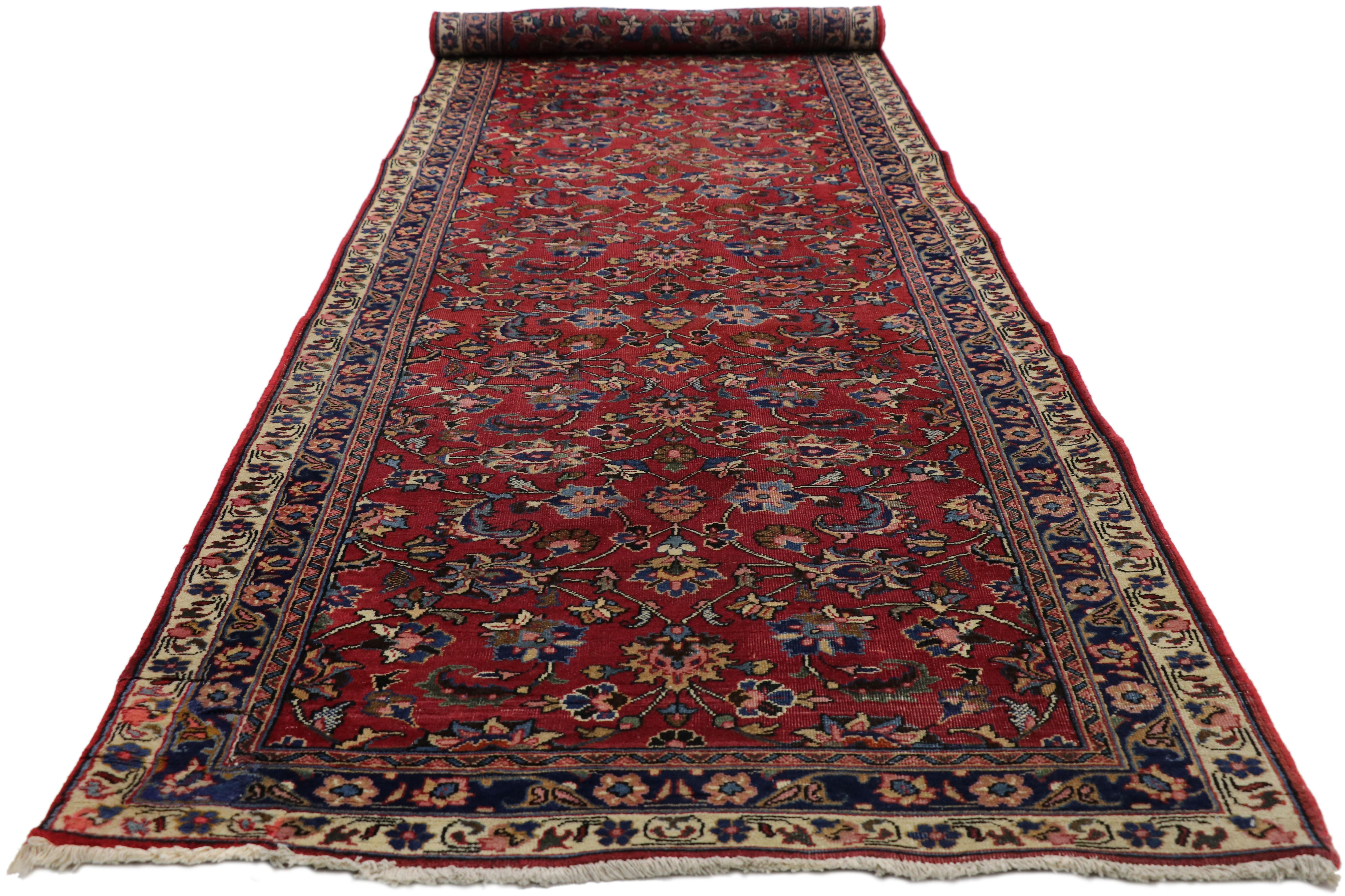Victorian Vintage Persian Mashhad Runner with Old World Parisian Style For Sale