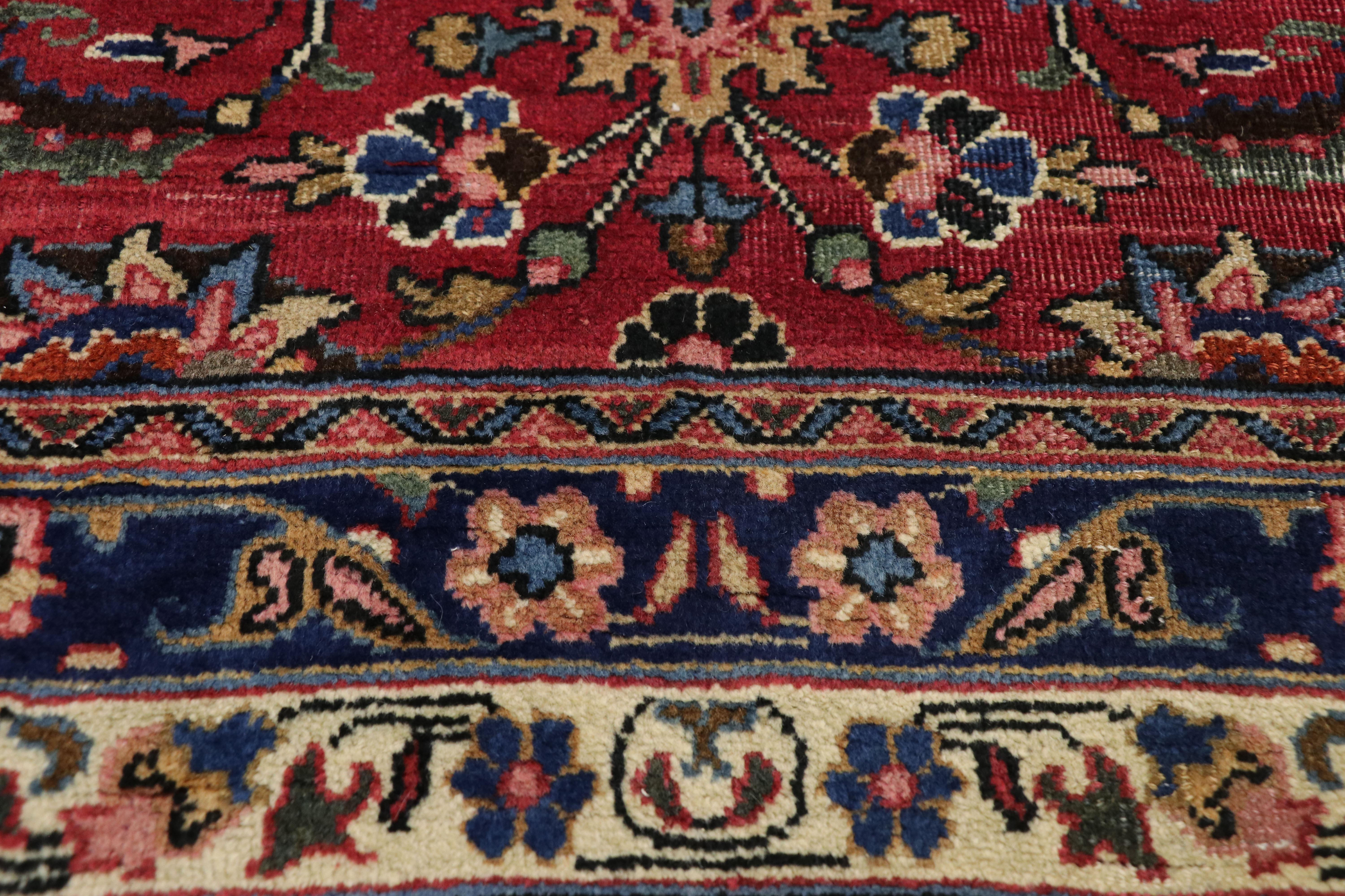 Hand-Knotted Vintage Persian Mashhad Runner with Old World Parisian Style For Sale