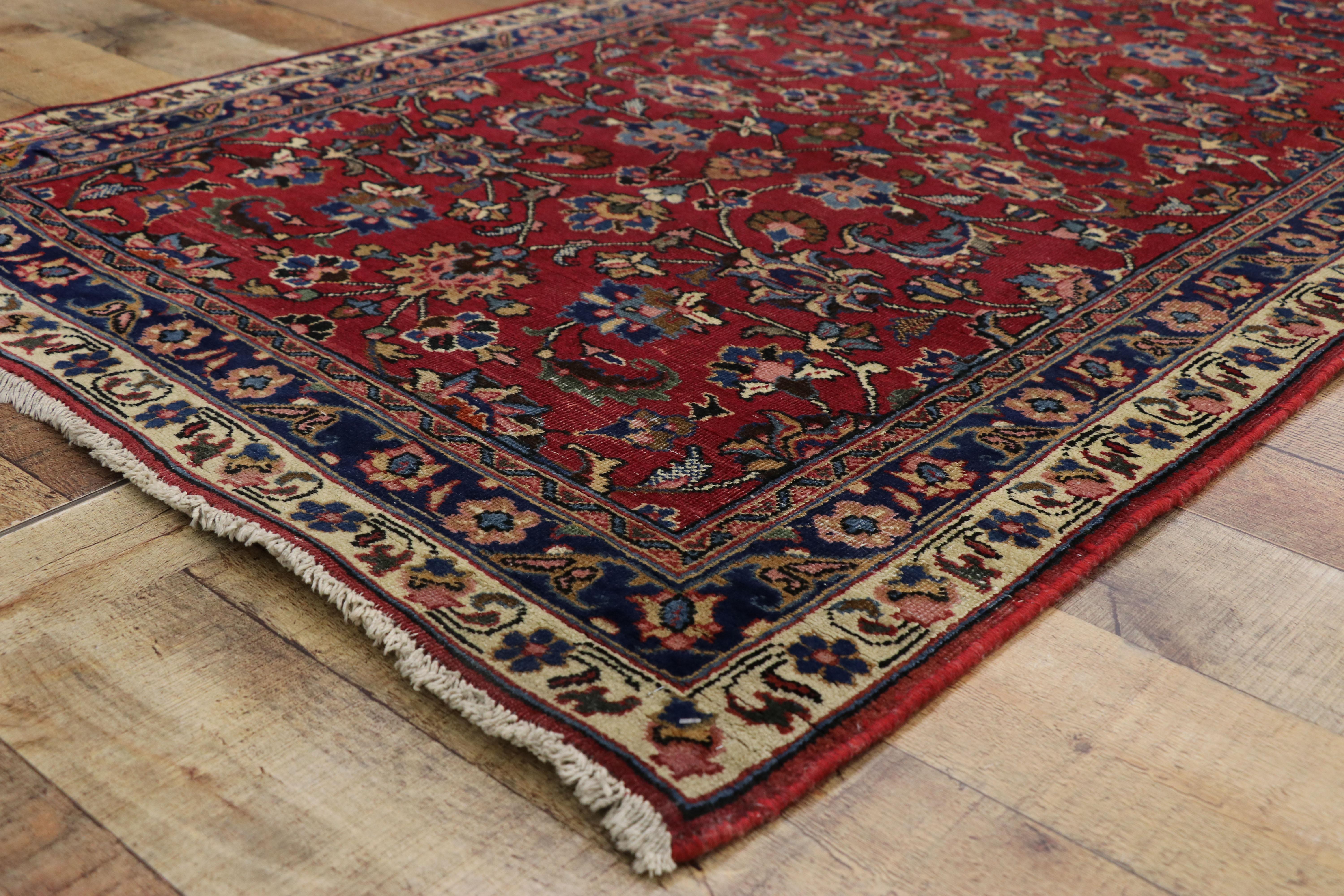 20th Century Vintage Persian Mashhad Runner with Old World Parisian Style For Sale