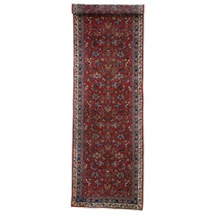 Tapis de couloir persan vintage Mashhad avec style parisien ancien