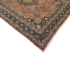 Vintage Persian Mashhad Vase Area Rug with Traditional Style