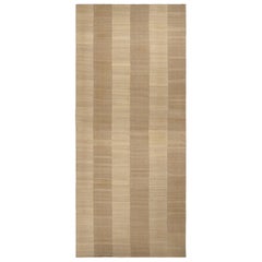 Vintage Persian Mazandaran Extra-Long Kilim in Beige-Brown Stripes - Rug & Kilim