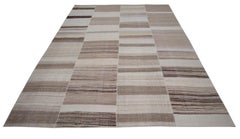 Vintage Persian Mazandaran Handwoven Flatweave Rug in Natural and Brown Color