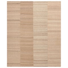 Vintage Persian Mazandaran Kilim in Beige-Braun gestreiftes Muster - Rug & Kilim