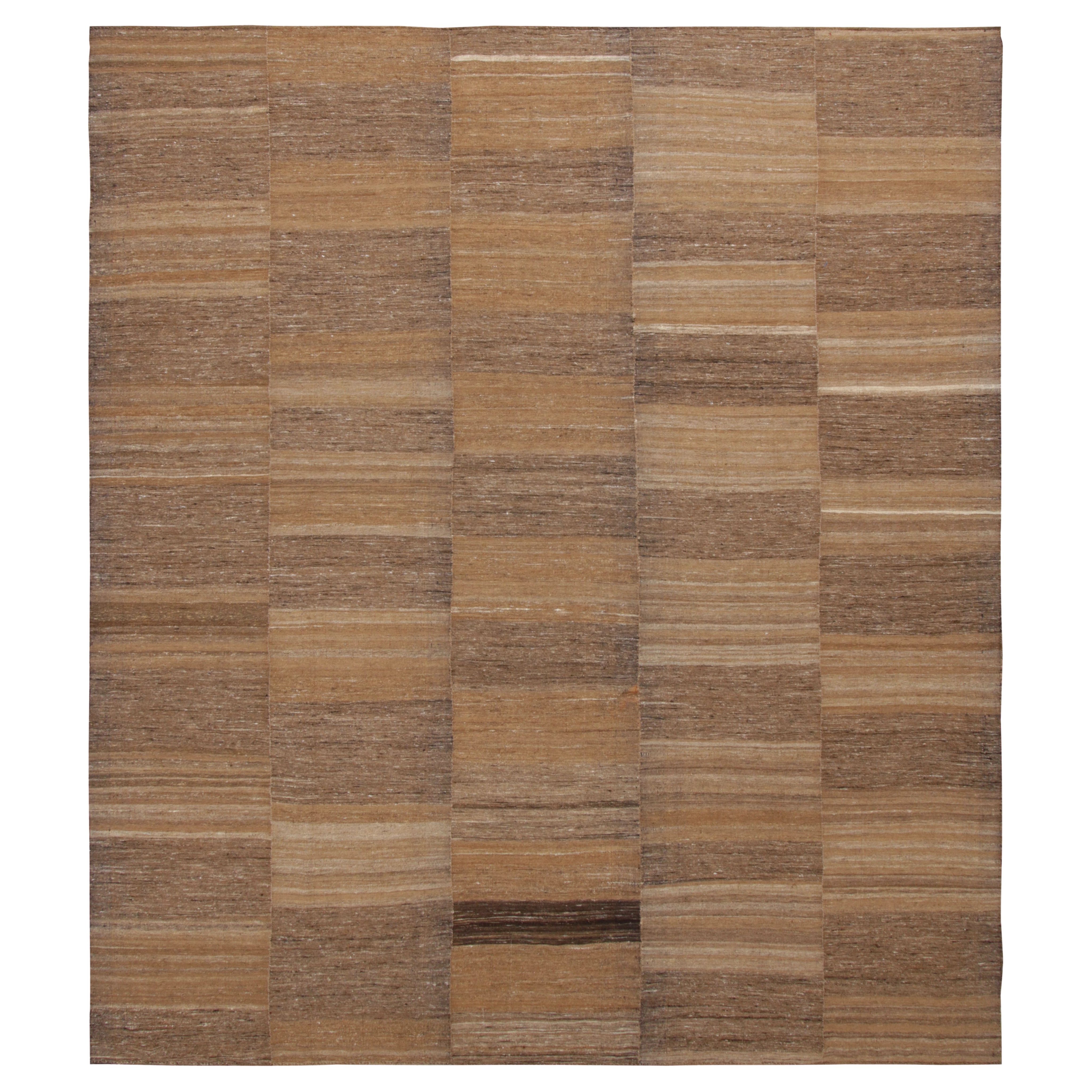 Vintage Persian Mazandaran Kilim in Beige-Braun gestreift - Rug & Kilim