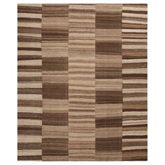 Kilim persan vintage de Mazandaran à motifs rayés beige-brun - Rug & Kilim