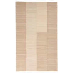 Vintage Persian Mazandaran Kilim in Beige & Creme gestreiftes Muster - Rug & Kilim