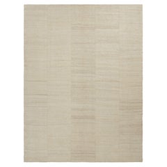 Vintage Persian Mazandaran Kilim in Beige & Cream Striped Patterns - Rug & Kilim
