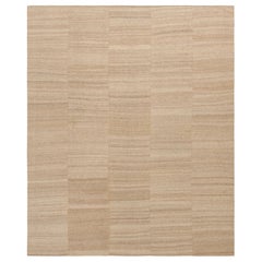 Vintage Persian Mazandaran Kilim in Beige & Taupe Striped Patterns - Rug & Kilim