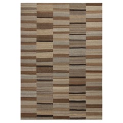 Vintage Persian Mazandaran Kilim in Braun und Beige gestreiftes Muster - Rug & Kili