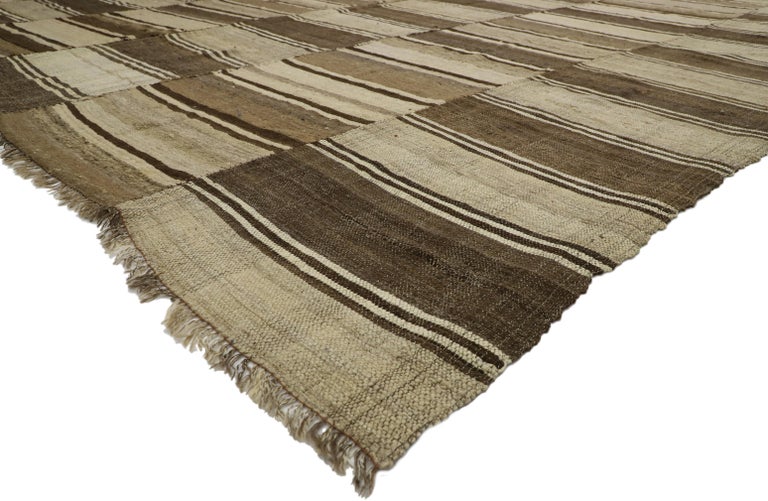 Vintage Persian Mazandaran Kilim Rug with MidCentury Modern Style at