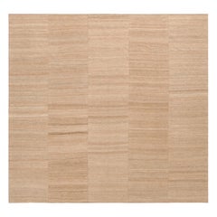 Vintage Persian Mazandaran Kilim, Square Rug in Beige Stripes - Rug & Kilim