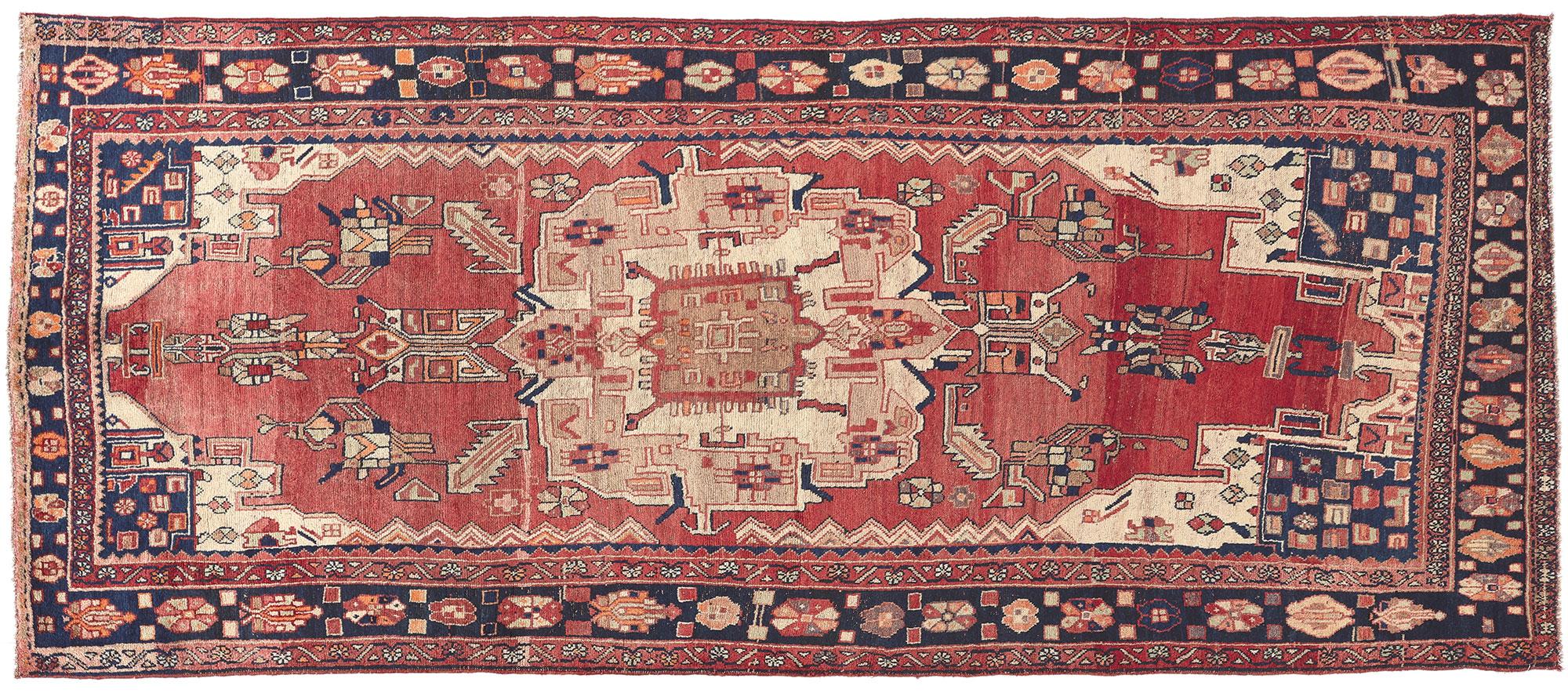 Tappeto persiano d'epoca Mazlaghan Hamadan con stile moderno di metà secolo in vendita 2
