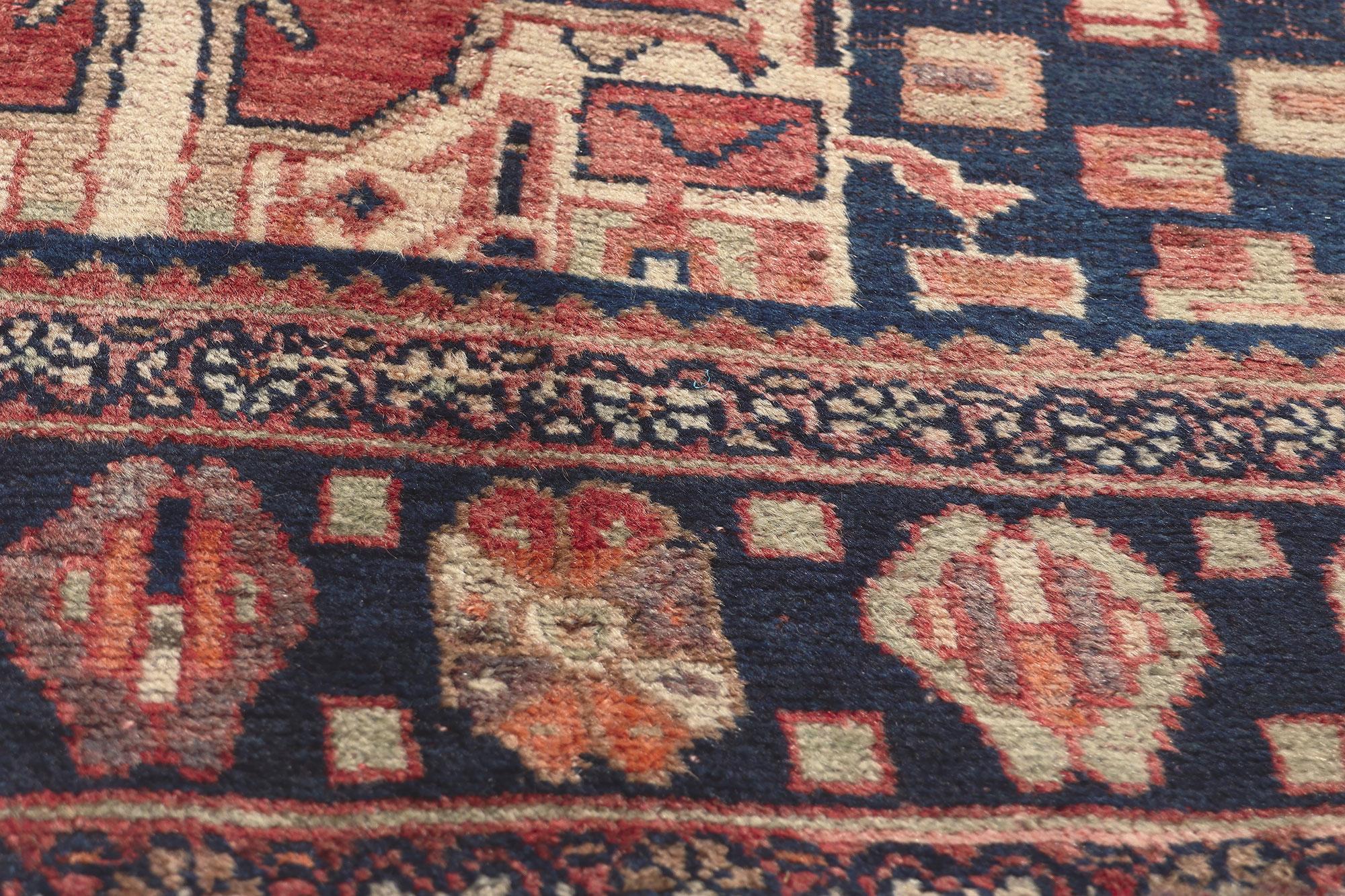 Annodato a mano Tappeto persiano d'epoca Mazlaghan Hamadan con stile moderno di metà secolo in vendita